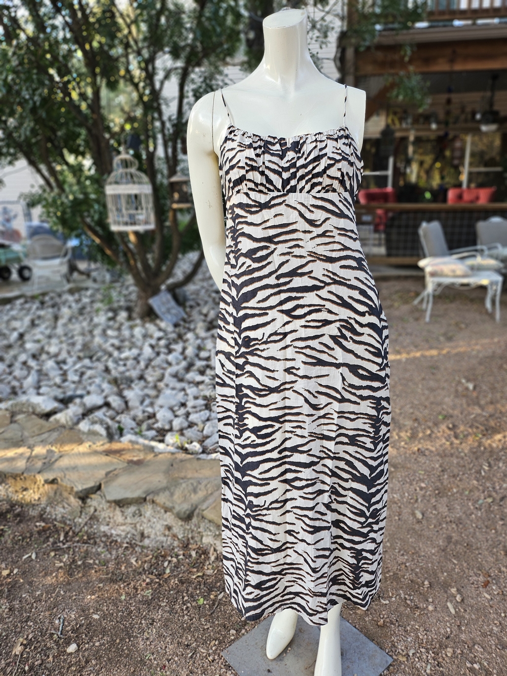 H&M Zebra Print Midi Slip Dress - Black & White Animal Print S